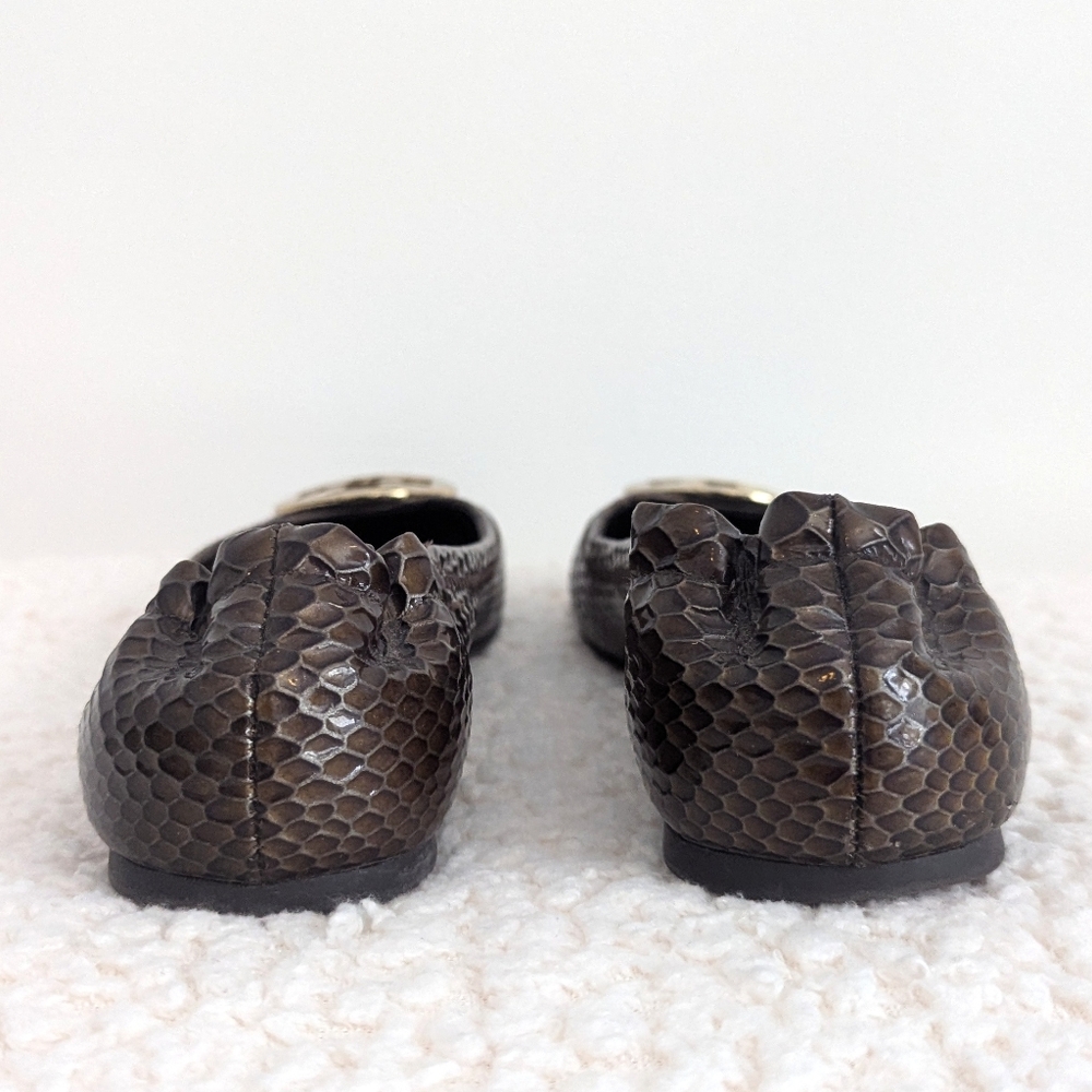 Tory Burch Ballet Flats in Brown Snakeskin-Embossed Genuine Leather - Picture 4 of 12